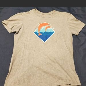 Pink Dolphin Waves Logo T-Shirt Gray Mens Medium Pre-owned